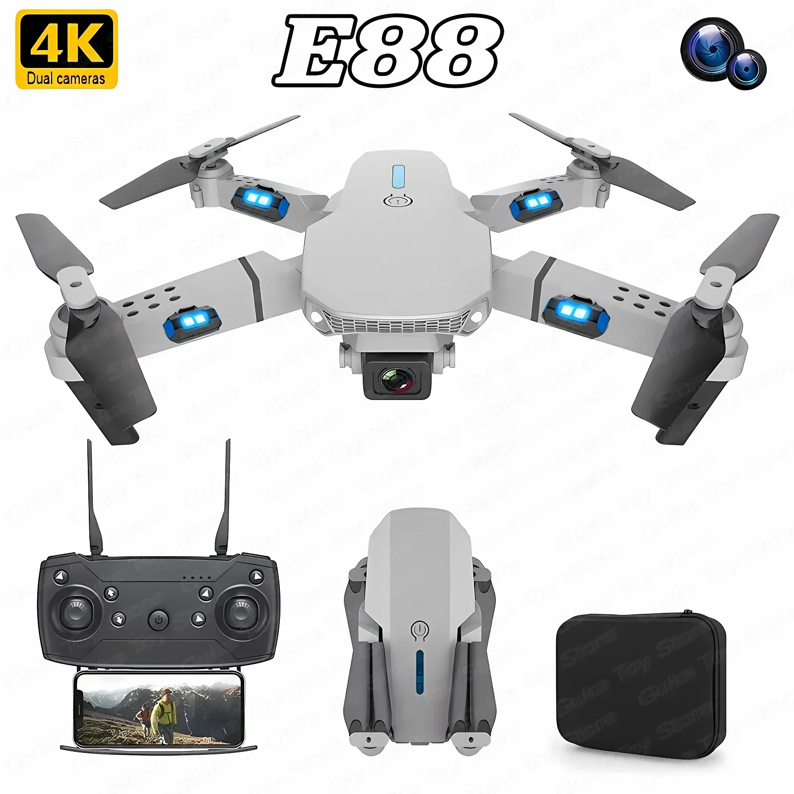 Drone Camera Lens - E88 프로 와이파이 FPV 드론, 광각
